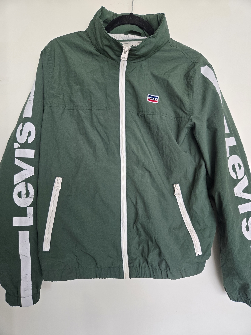 Levi's Dark Green Zip-Up Jacket with White Accents Size Medium